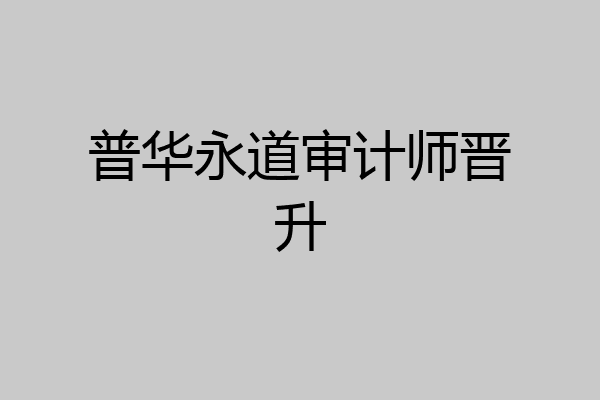 普华永道审计师晋升