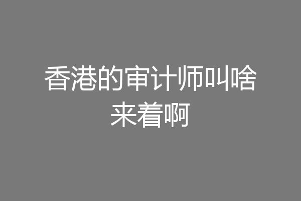 香港的审计师叫啥来着啊