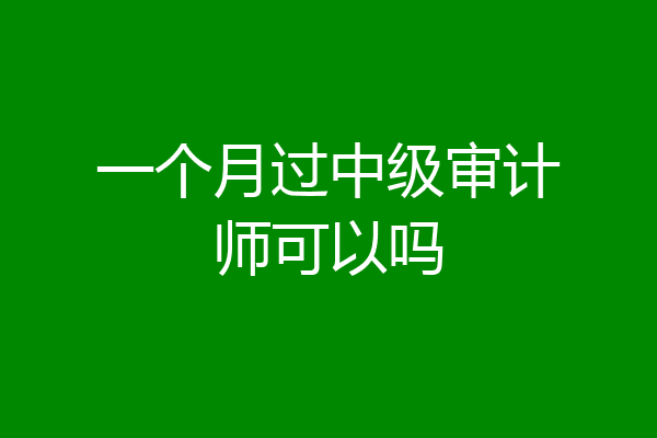 一个月过中级审计师可以吗