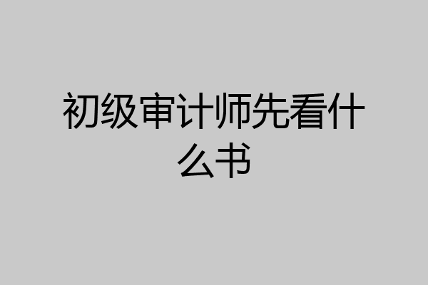 初级审计师先看什么书