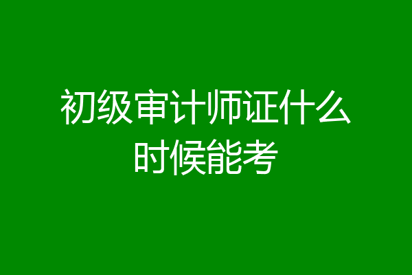 初级审计师证什么时候能考
