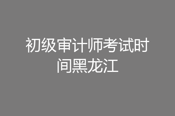 初级审计师考试时间黑龙江