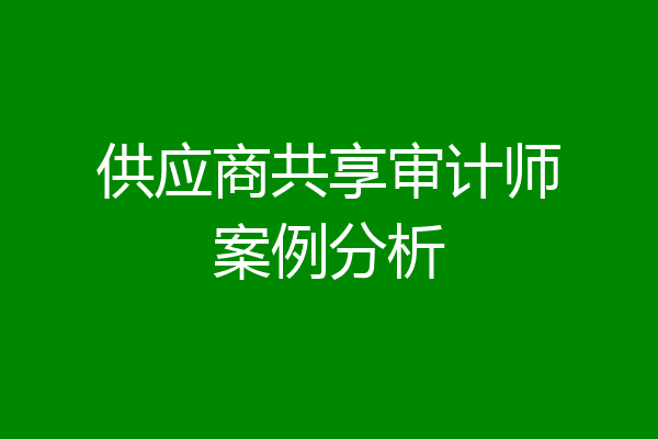 供应商共享审计师案例分析