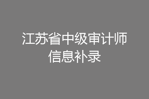 江苏省中级审计师信息补录