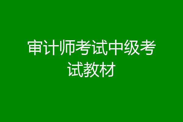 审计师考试中级考试教材