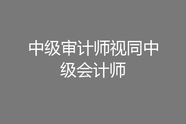 中级审计师视同中级会计师