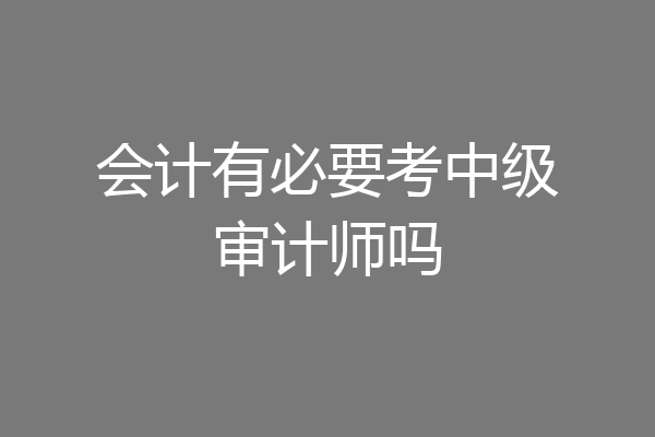 会计有必要考中级审计师吗