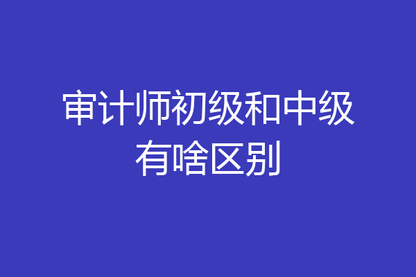 审计师初级和中级有啥区别