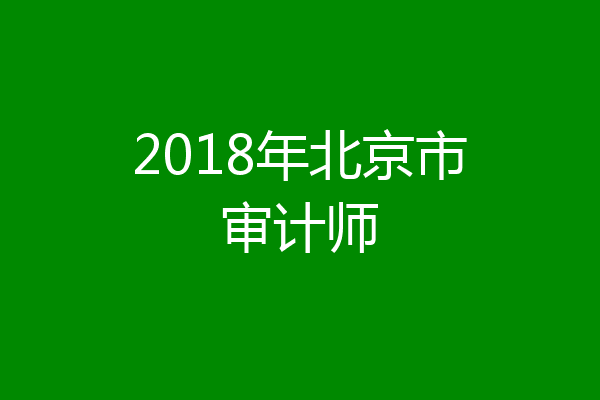 2018年北京市审计师