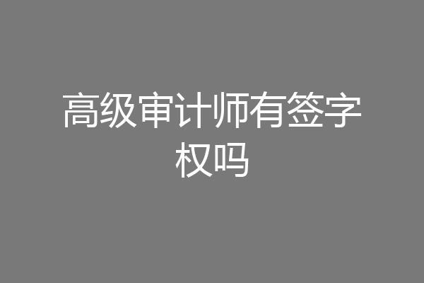 高级审计师有签字权吗