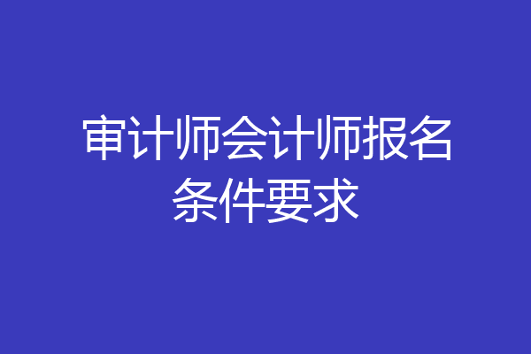 审计师会计师报名条件要求
