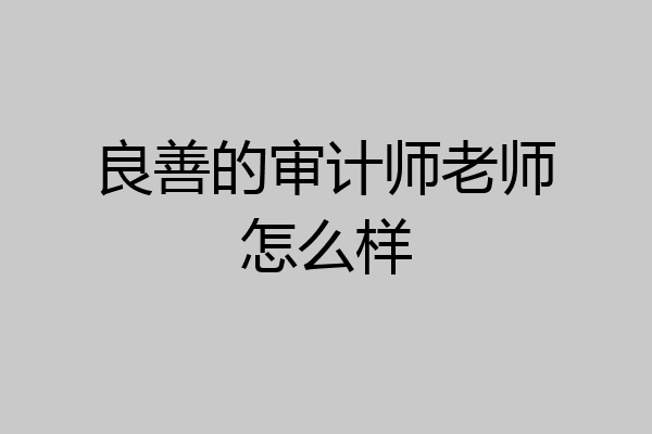 良善的审计师老师怎么样