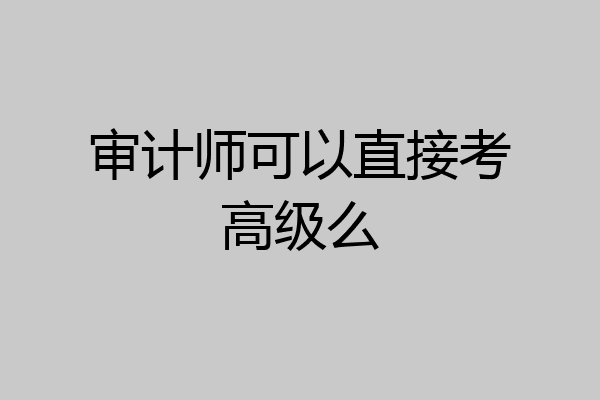 审计师可以直接考高级么