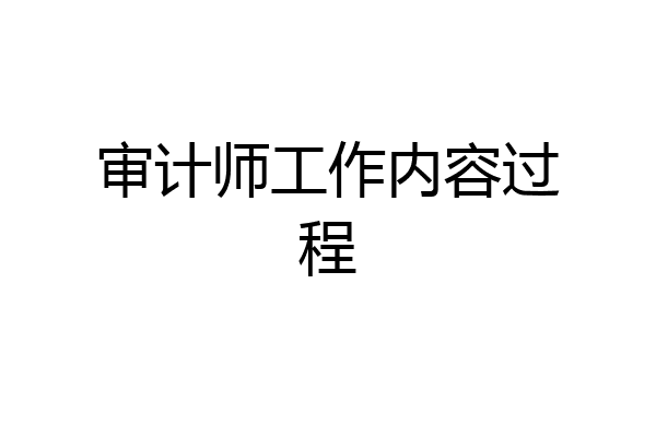 审计师工作内容过程