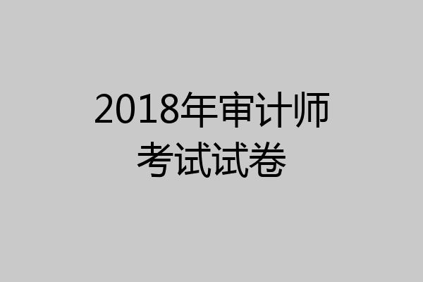 2018年审计师考试试卷