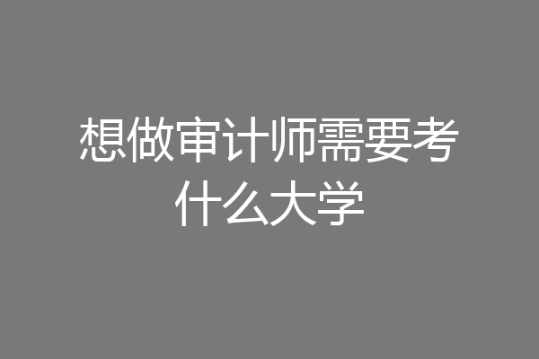 想做审计师需要考什么大学