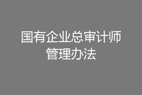 国有企业总审计师管理办法