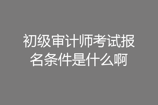 初级审计师考试报名条件是什么啊