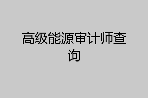 高级能源审计师查询