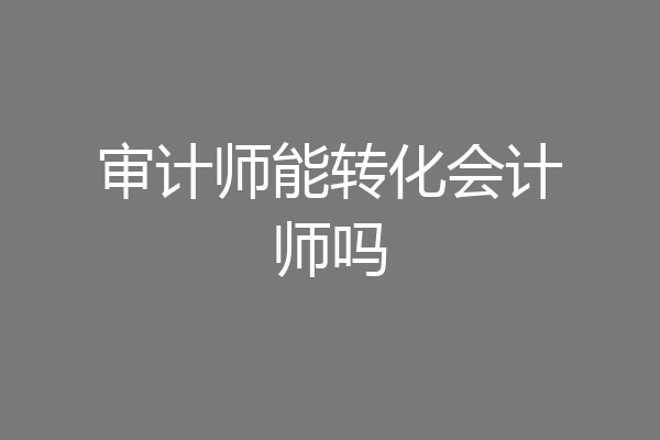 审计师能转化会计师吗