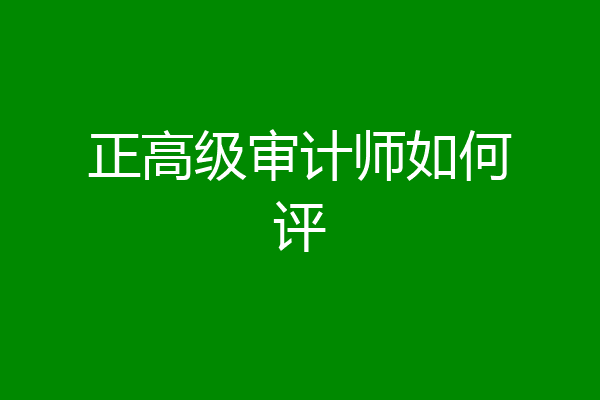 正高级审计师如何评