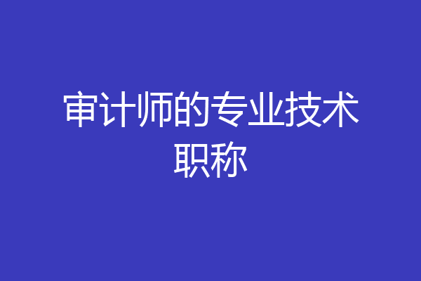 审计师的专业技术职称