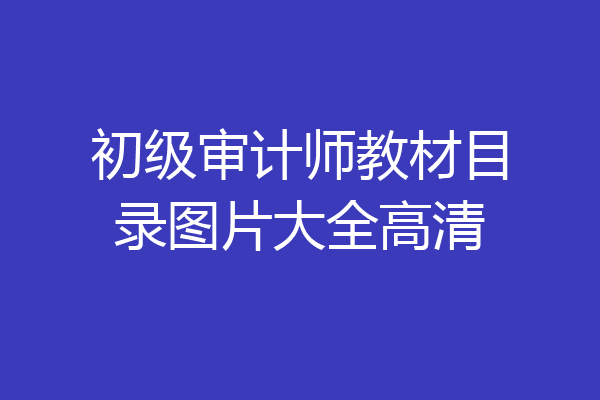 初级审计师教材目录图片大全高清