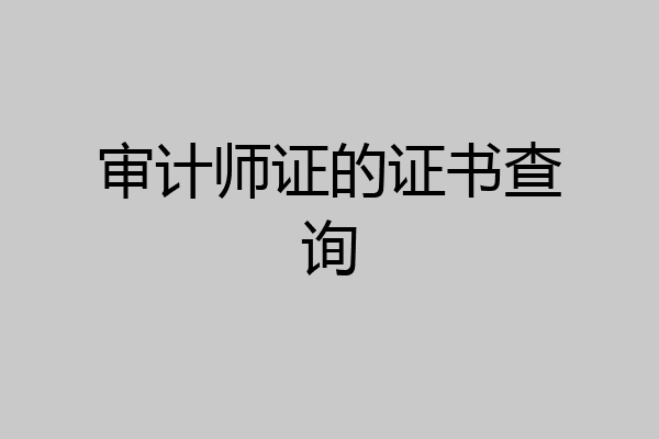 审计师证的证书查询
