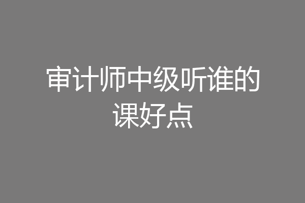 审计师中级听谁的课好点