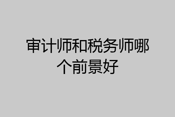 审计师和税务师哪个前景好