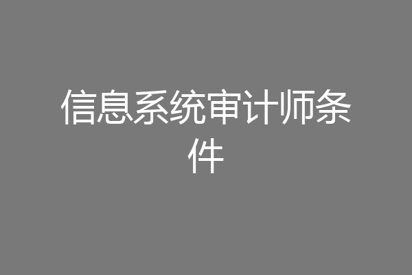 信息系统审计师条件