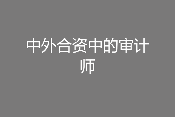 中外合资中的审计师