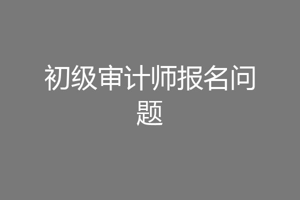 初级审计师报名问题