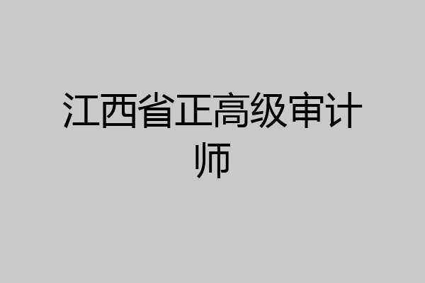 江西省正高级审计师