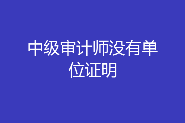 中级审计师没有单位证明