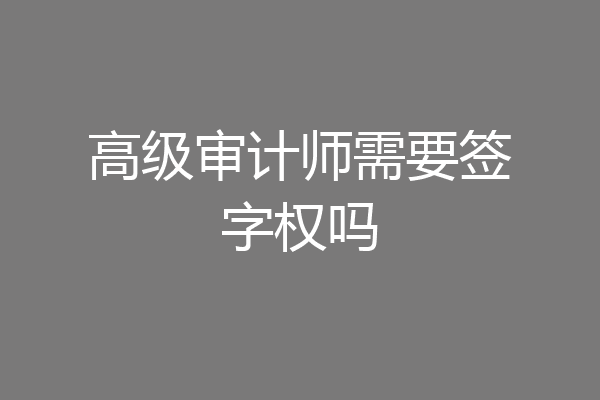 高级审计师需要签字权吗