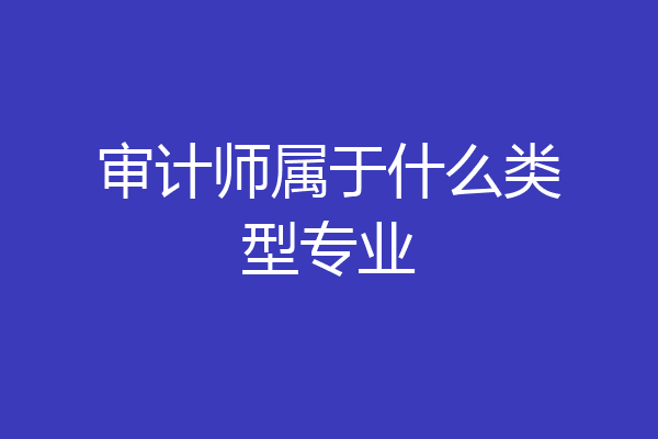 审计师属于什么类型专业