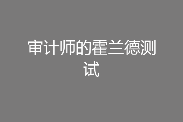 审计师的霍兰德测试