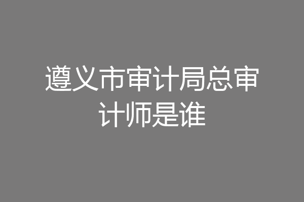 遵义市审计局总审计师是谁