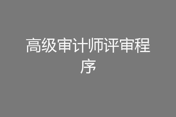 高级审计师评审程序