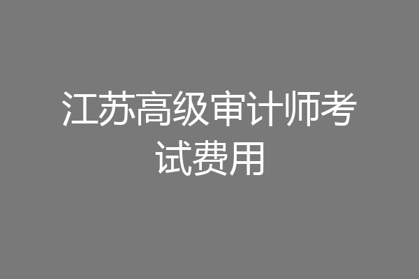 江苏高级审计师考试费用