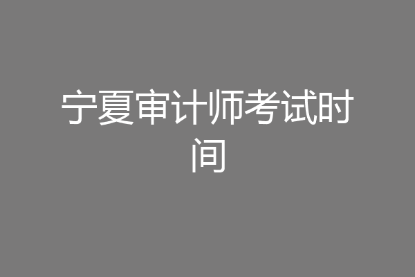 宁夏审计师考试时间