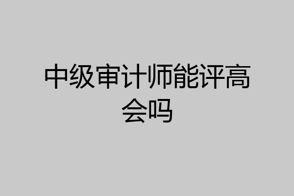 中级审计师能评高会吗
