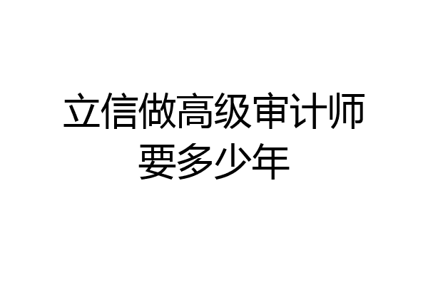 立信做高级审计师要多少年