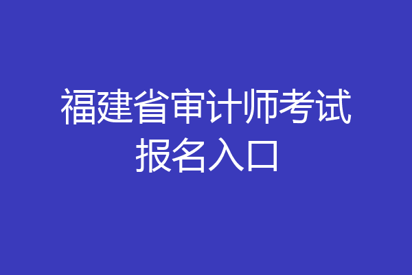福建省审计师考试报名入口