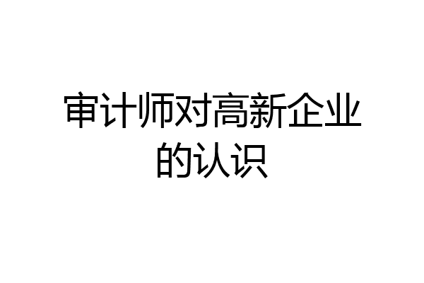 审计师对高新企业的认识