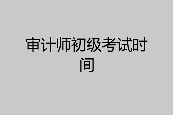 审计师初级考试时间