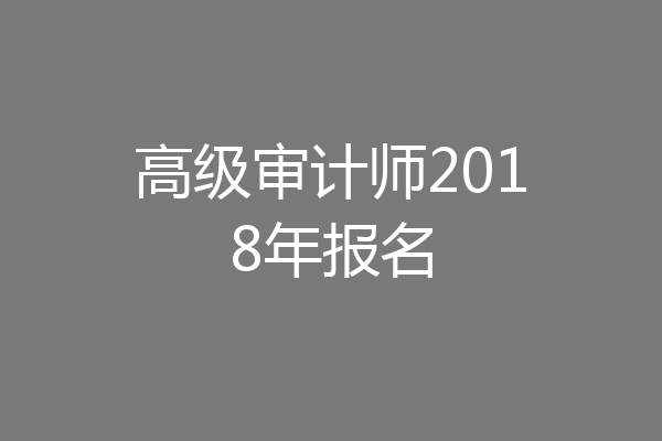 高级审计师2018年报名