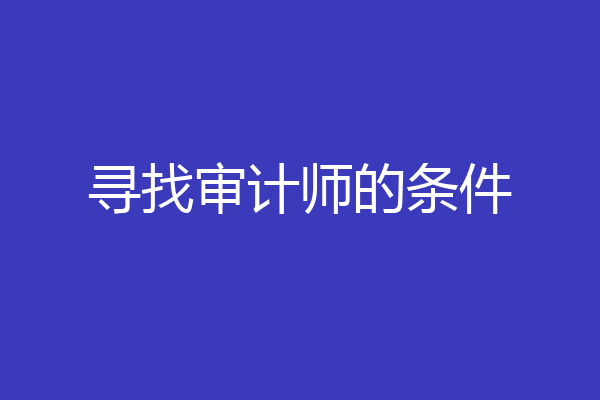 寻找审计师的条件