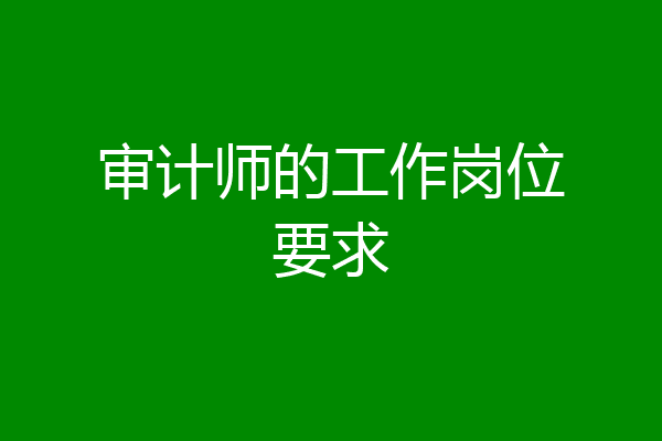 审计师的工作岗位要求